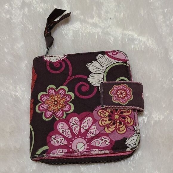 Vera Bradley Mini ID Case Wallet Mod Floral Pink Vintage Collection Quilted 4" - Picture 7 of 8